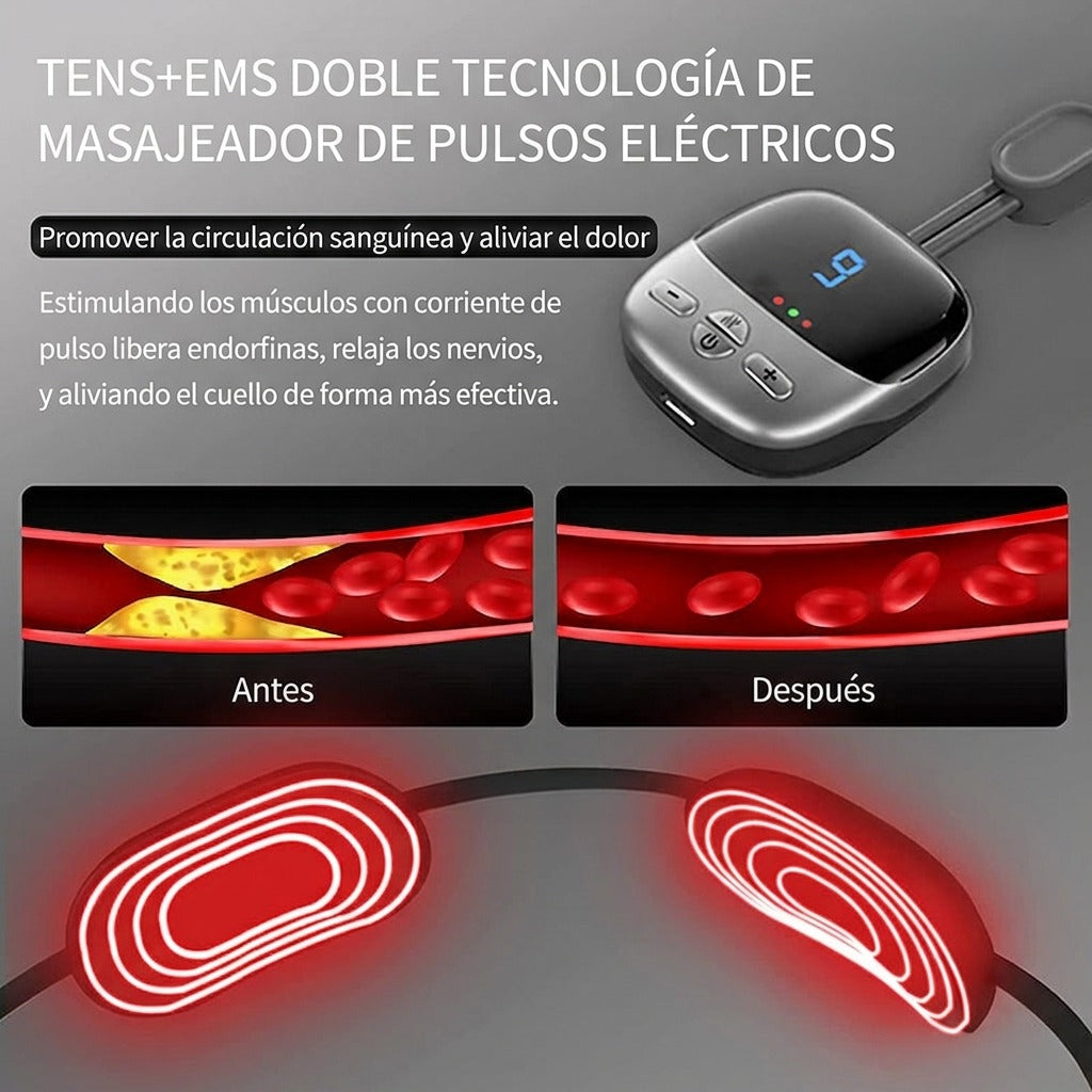 Kalmora Neck — Masajeador Cervical con EMS, Pulsos TENS y Calor